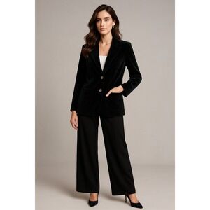 Vintage Stephanie K Collections Blazer Womens 16 Black‎ Velvet Whimsigoth Preppy